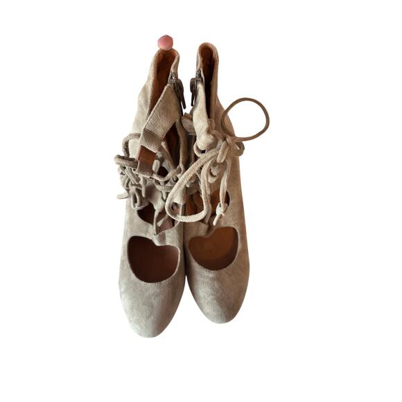 Jeffrey Campbell Women’s Lace Up Zaun-Hi Taupe Suede Boot Heels Size 8.5 - Picture 1 of 11